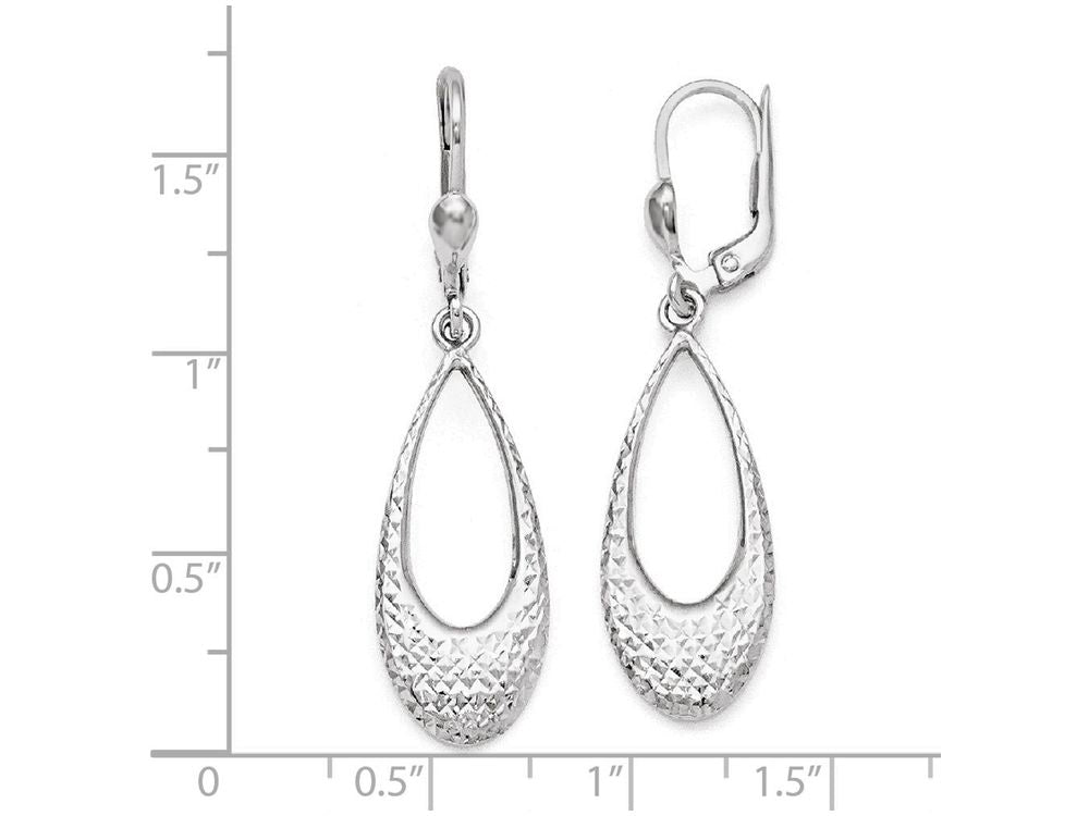 FJC Finejewelers 10k White Gold Polished and Bright Cut Leverback Earrings