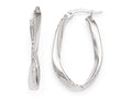 FJC Finejewelers 10k White Gold Polished and Bright Cut Oval Hoop Earrings