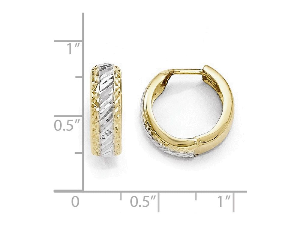 FJC Finejewelers 10k W/white Rhodium Polished And Bright Cut Hoop Earrings