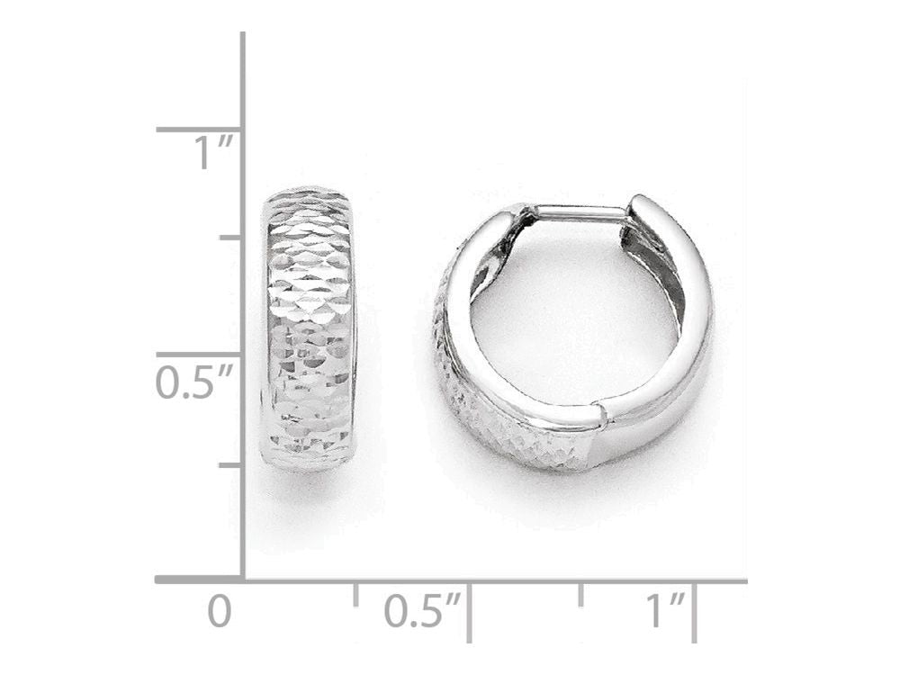 FJC Finejewelers 10k White Gold Polished And Bright Cut Hoop Earrings