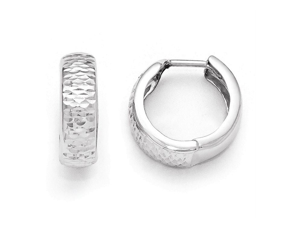 FJC Finejewelers 10k White Gold Polished And Bright Cut Hoop Earrings