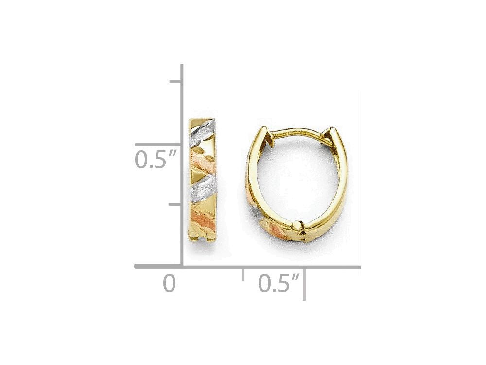FJC Finejewelers 10k Two-tone and White Rhodium Polished and Satin Bright Cut Earrings