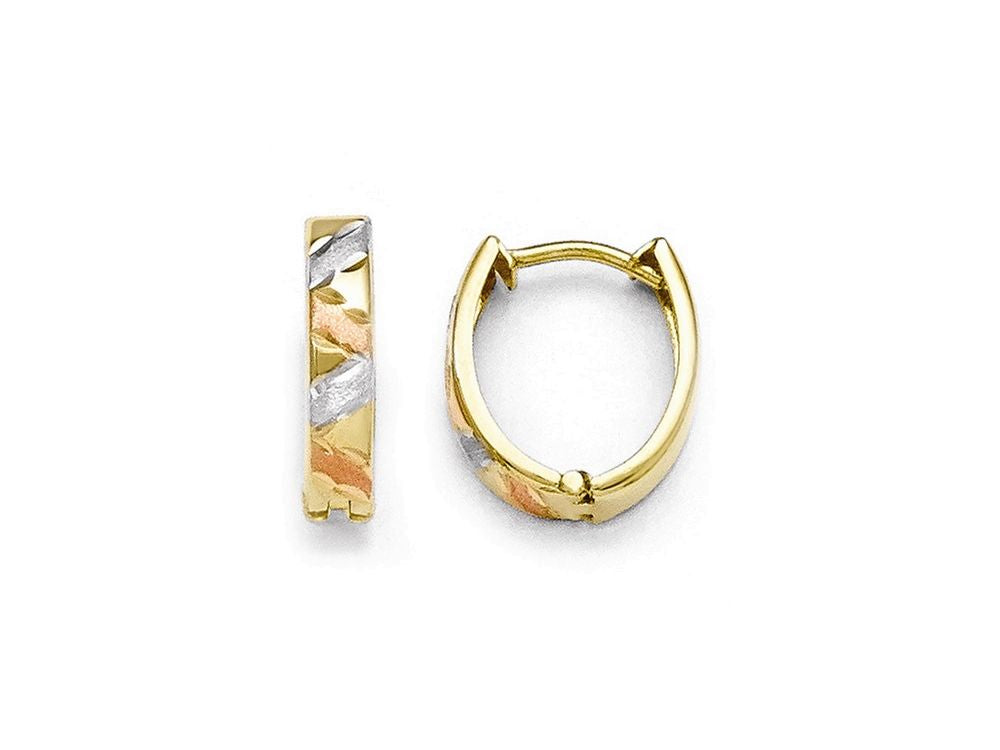FJC Finejewelers 10k Two-tone and White Rhodium Polished and Satin Bright Cut Earrings