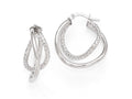 FJC Finejewelers 10k White Gold Polished And Textured Fancy Hoop Earrings