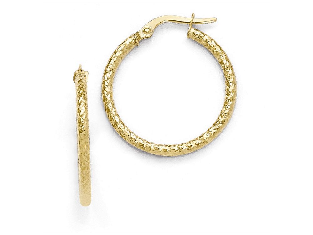 FJC Finejewelers 10k Polished And Textured Hinged Hoop Earrings