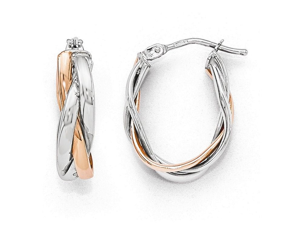 FJC Finejewelers 10k White Gold Rose Rhodium-plated Hoop Earrings