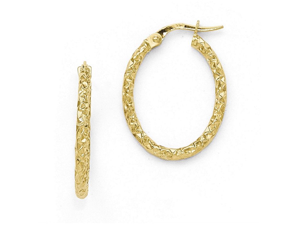 FJC Finejewelers 10k Polished Bright Cut Oval Hoop Earrings