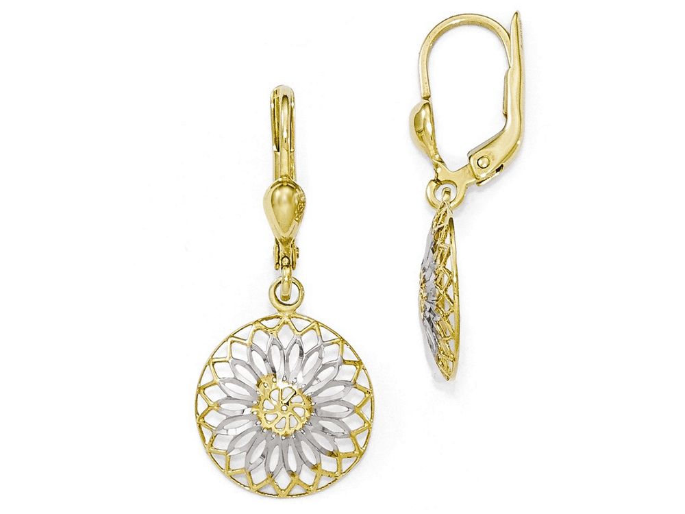 FJC Finejewelers 10k with White Rhodium Polished Leverback Earrings