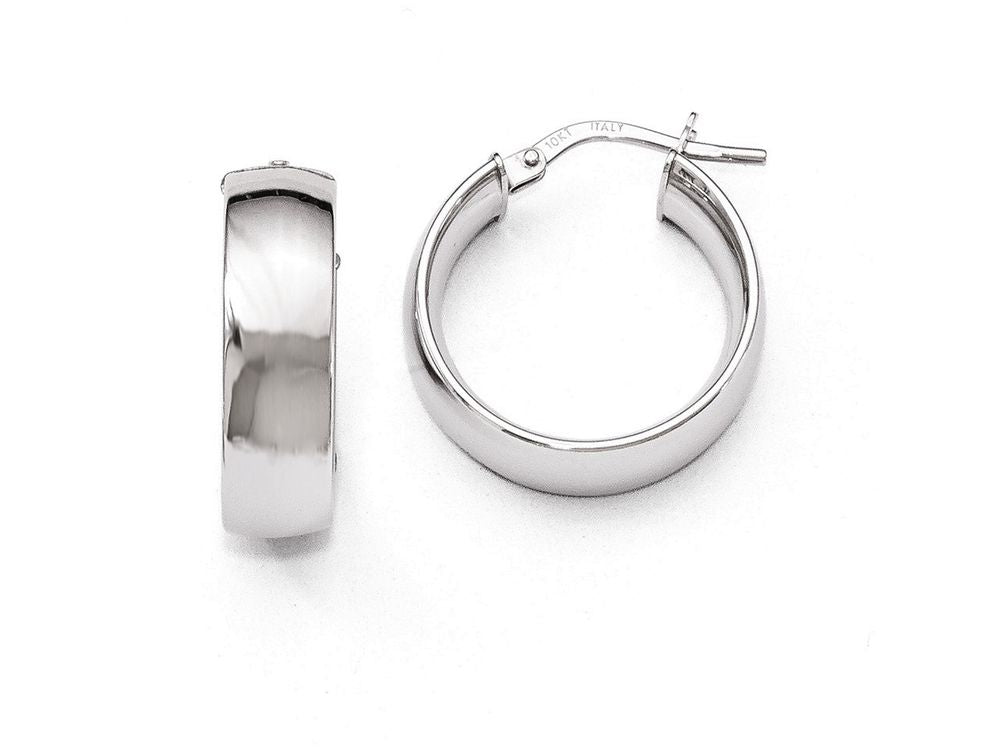 FJC Finejewelers 10k White Gold Polished Hoop Earrings