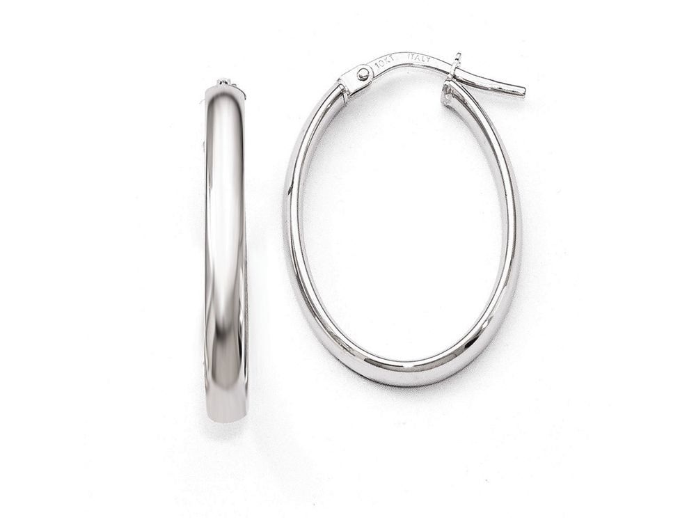 FJC Finejewelers 10k White Gold Polished Oval Hoop Earrings