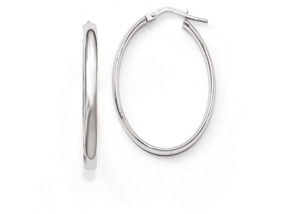 FJC Finejewelers 10k White Gold Polished Oval Hoop Earrings