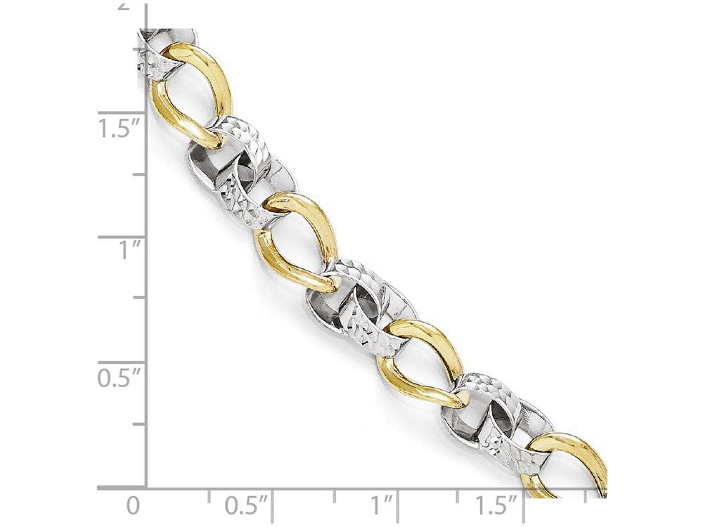 FJC Finejewelers 10k Two-tone Polished And Bright Cut Link Bracelet