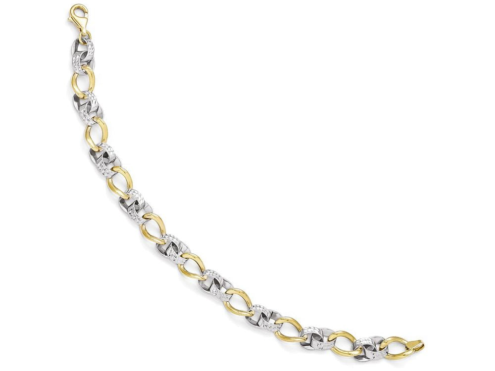 FJC Finejewelers 10k Two-tone Polished And Bright Cut Link Bracelet