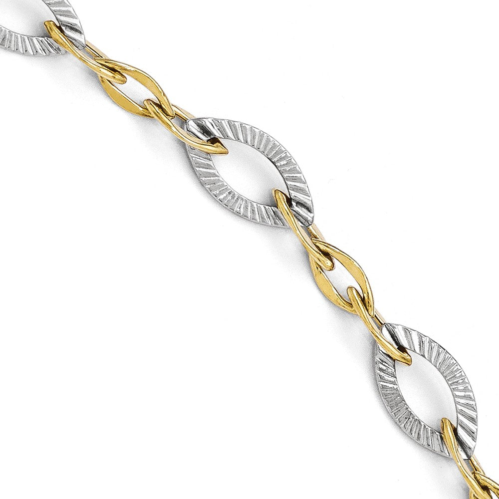 FJC Finejewelers 10k Two-tone Polished And Textured Link Bracelet