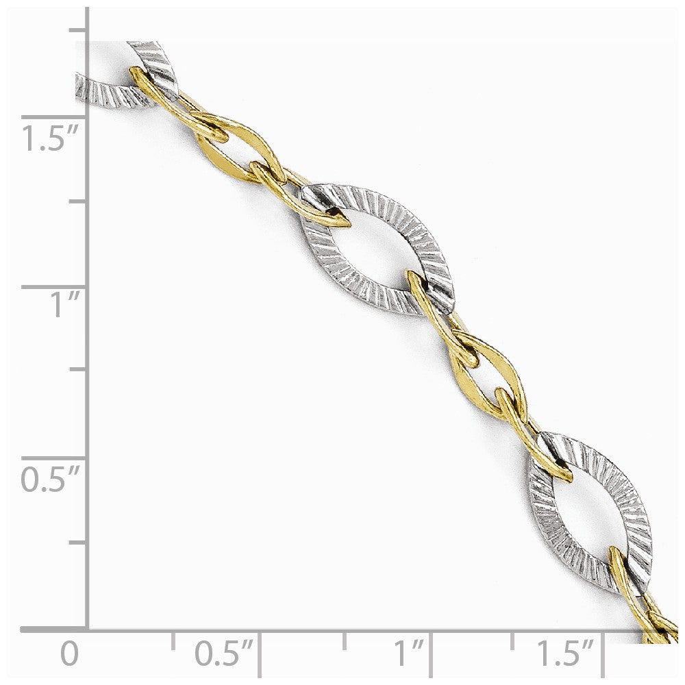 FJC Finejewelers 10k Two-tone Polished And Textured Link Bracelet