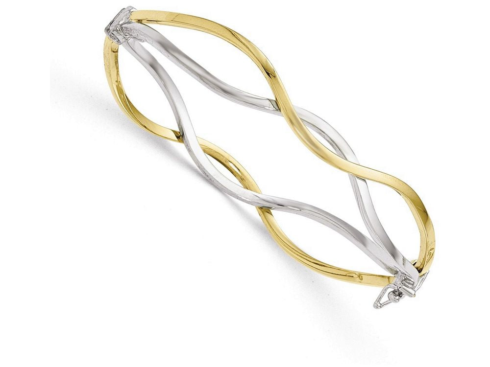 FJC Finejewelers 10k Yellow Gold with White Rhodium Polished Twisted Bangle Bracelet