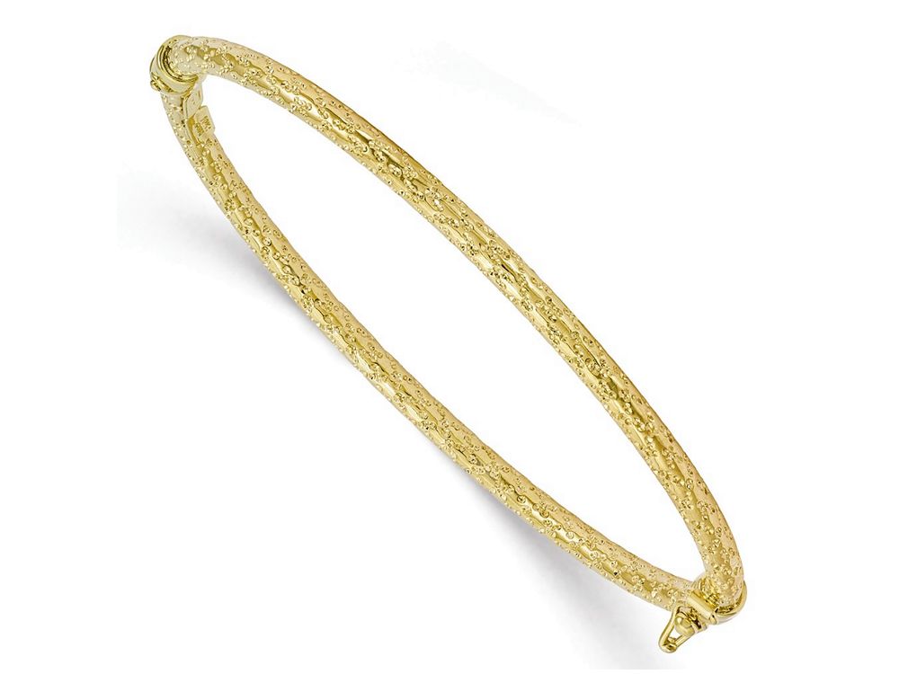 FJC Finejewelers 10k Polished And Textured Hinged Bangle