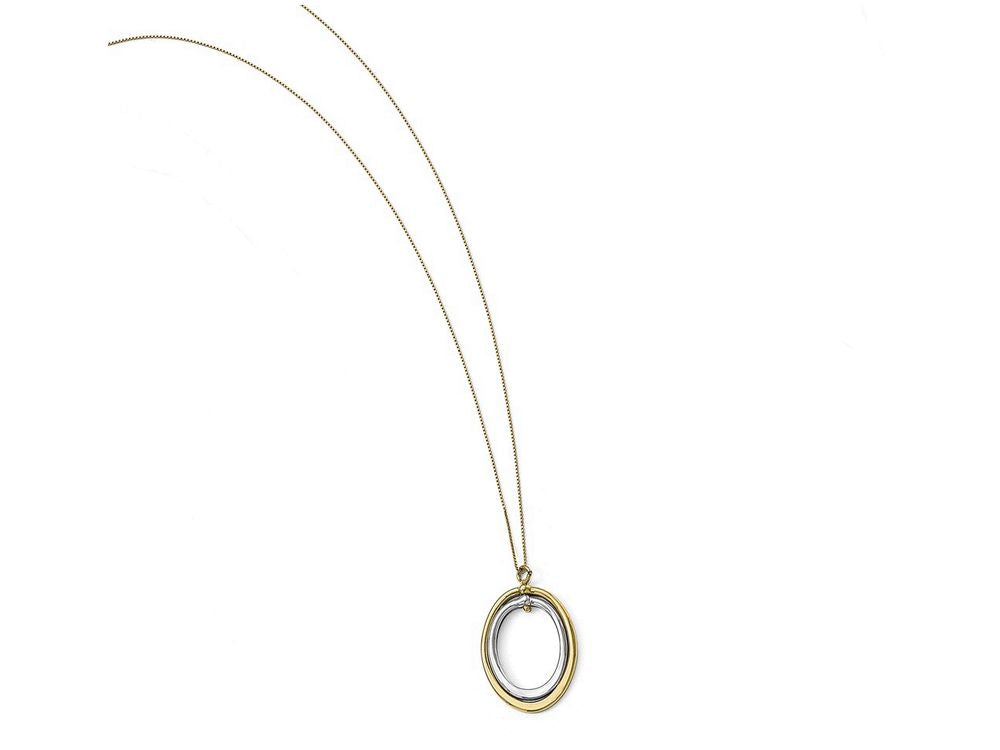 FJC Finejewelers 10k Two-tone Polished Oval Necklace