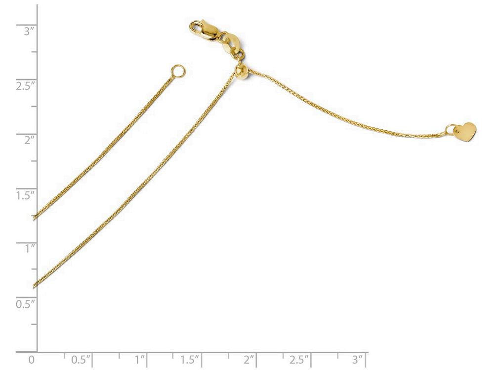 FJC Finejewelers 14k Yellow Gold Adjustable .85mm Wheat Chain Necklace