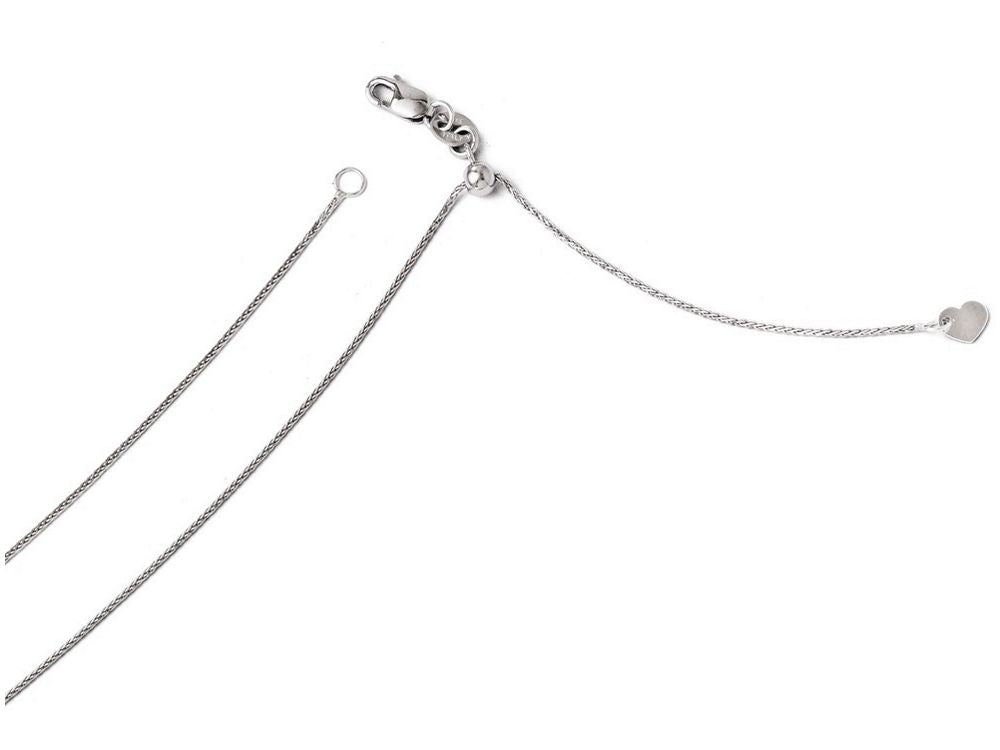 FJC Finejewelers 14k White Gold Adjustable .8mm Bright Cut Wheat Chain Necklace