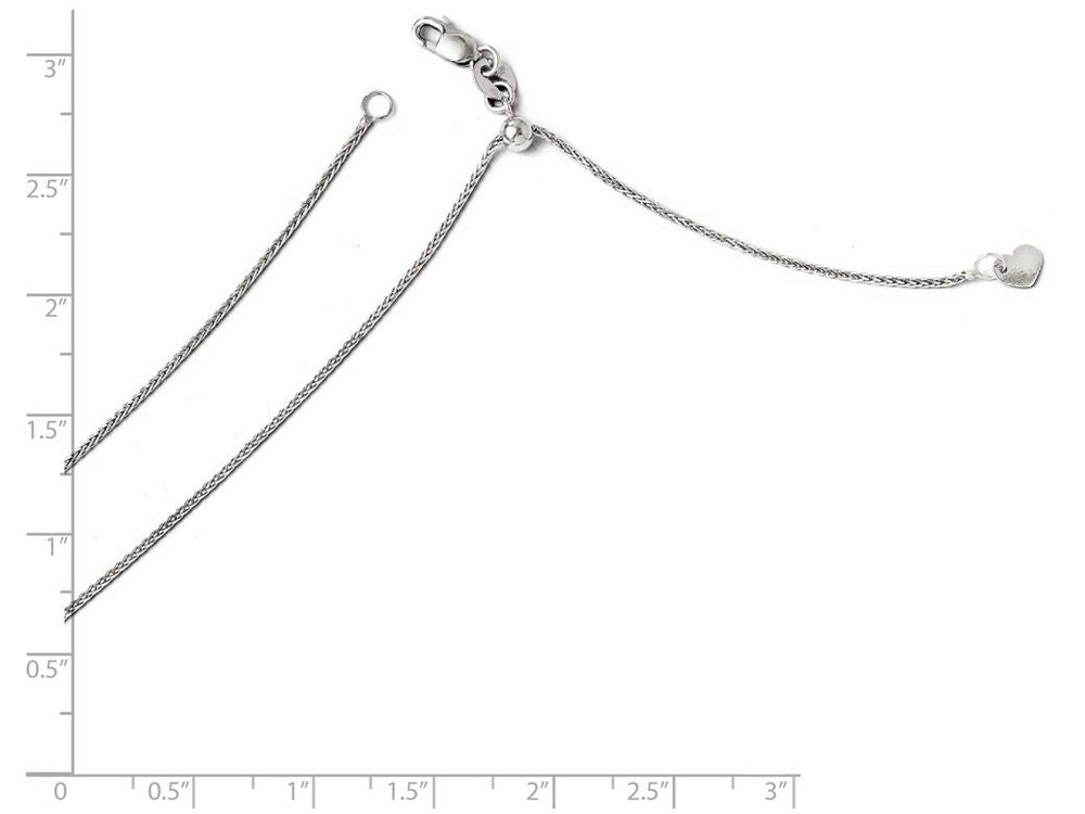 FJC Finejewelers 14k White Gold Adjustable 1mm Bright Cut Wheat Chain Necklace