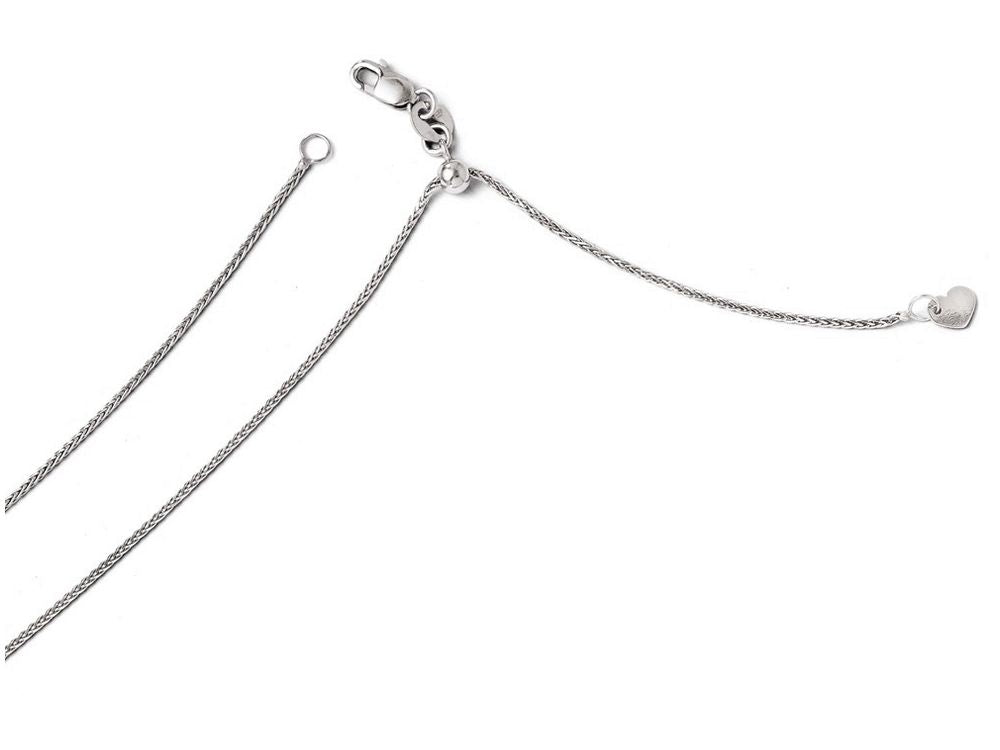 FJC Finejewelers 14k White Gold Adjustable 1mm Bright Cut Wheat Chain Necklace