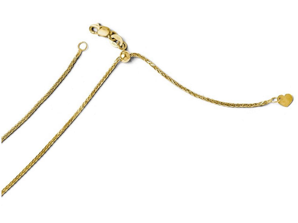 FJC Finejewelers 14k Yellow Gold Adjustable 1.3mm Bright Cut Wheat Chain Necklace