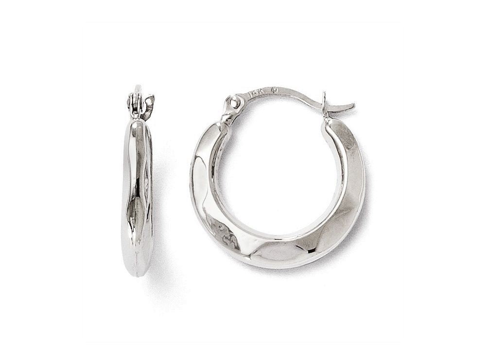 FJC Finejewelers 14k White Gold Polished Hinged Hoop Earrings