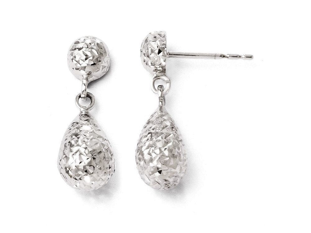 FJC Finejewelers 14k White Gold Bright Cut Post Dangle Earrings