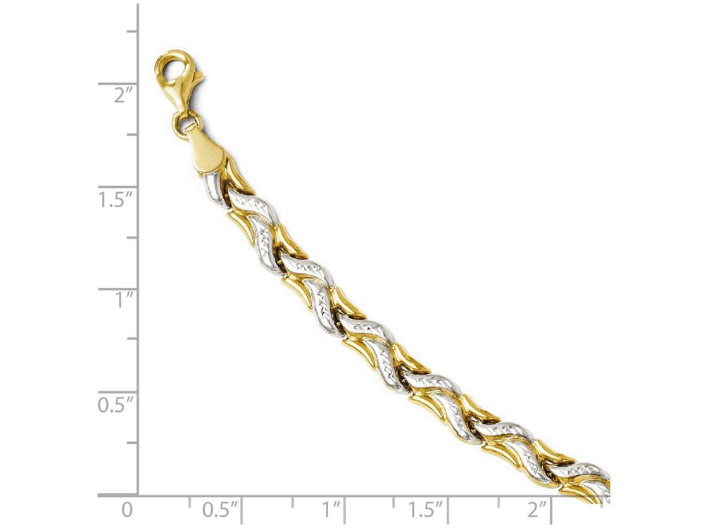FJC Finejewelers 14k Yellow Gold W/ Rhodium Bright Cut Bracelet