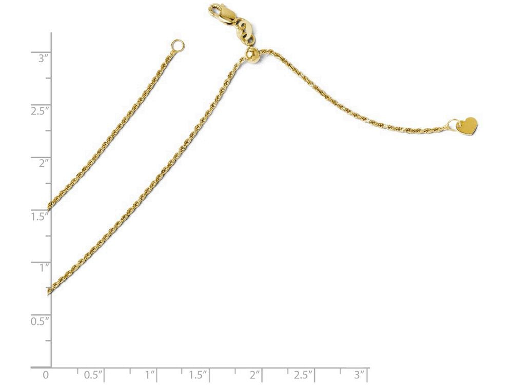FJC Finejewelers 14k Yellow Gold Bright Cut Adjustable Rope Chain Necklace