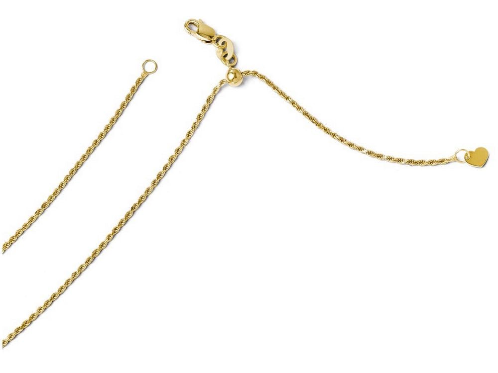 FJC Finejewelers 14k Yellow Gold Bright Cut Adjustable Rope Chain Necklace