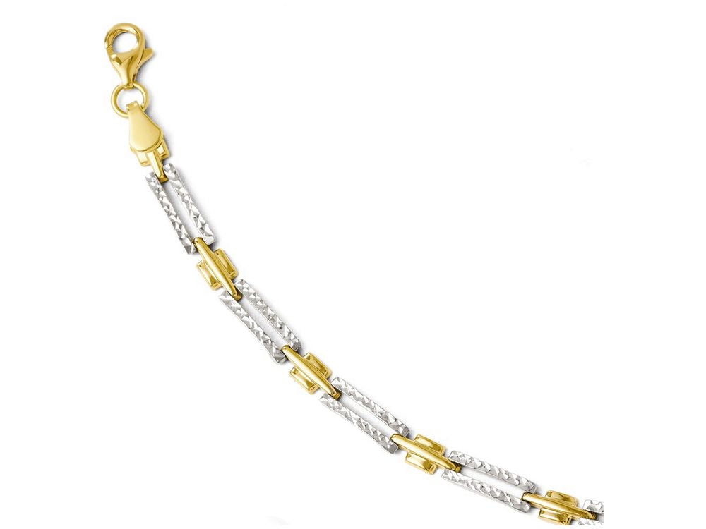 FJC Finejewelers 14k Yellow Gold W/ Rhodium Bright Cut Bracelet