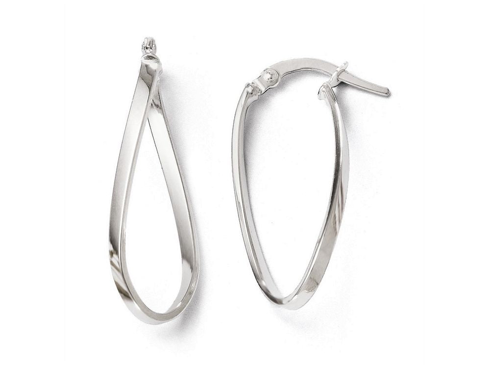 FJC Finejewelers 14k White Gold Polished Oval Hoop Earrings