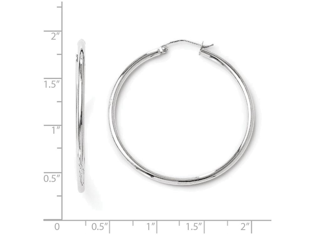 FJC Finejewelers 14k White Gold Polished Hinged Hoop Earrings