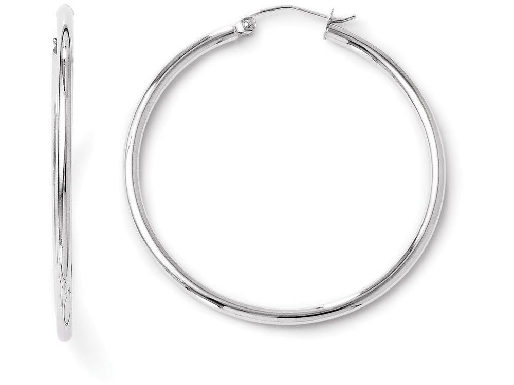 FJC Finejewelers 14k White Gold Polished Hinged Hoop Earrings