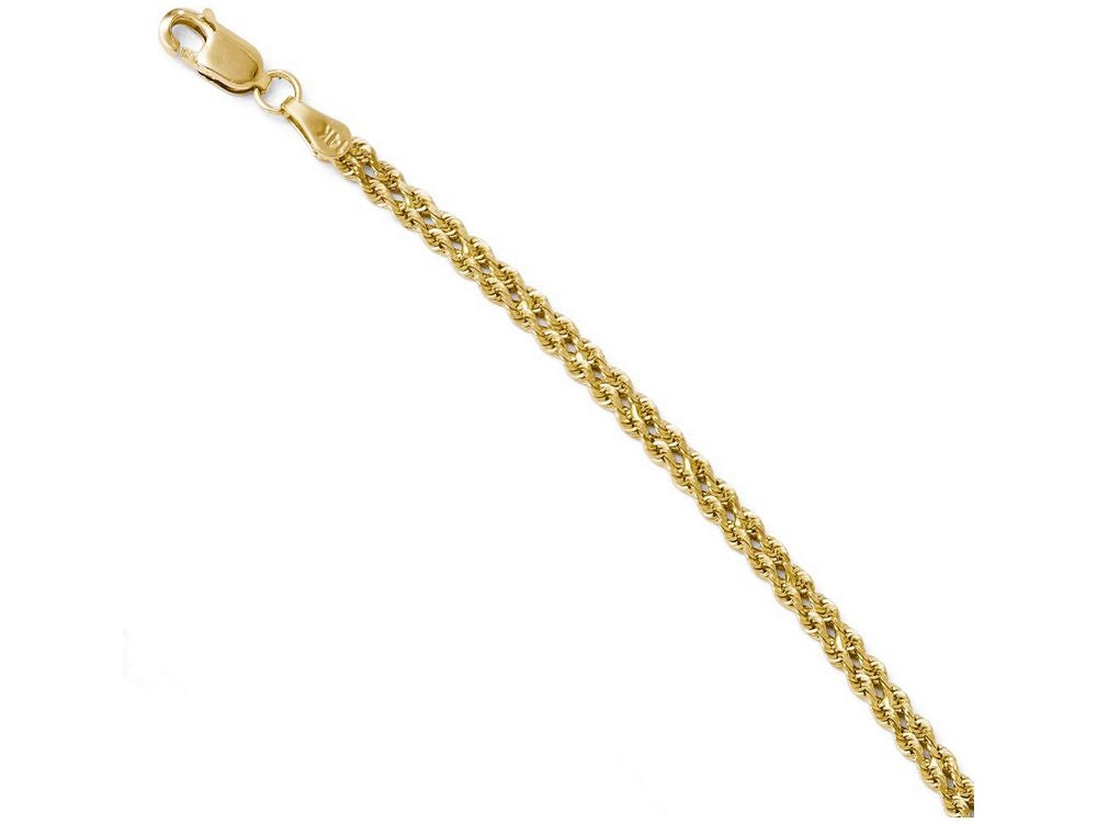 FJC Finejewelers 14k Yellow Gold 3.0mm Wide Bright Cut Double Rope Bracelet