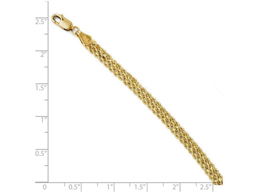 FJC Finejewelers 14k Yellow Gold 4.5mm Wide Bright Cut Triple Rope Bracelet