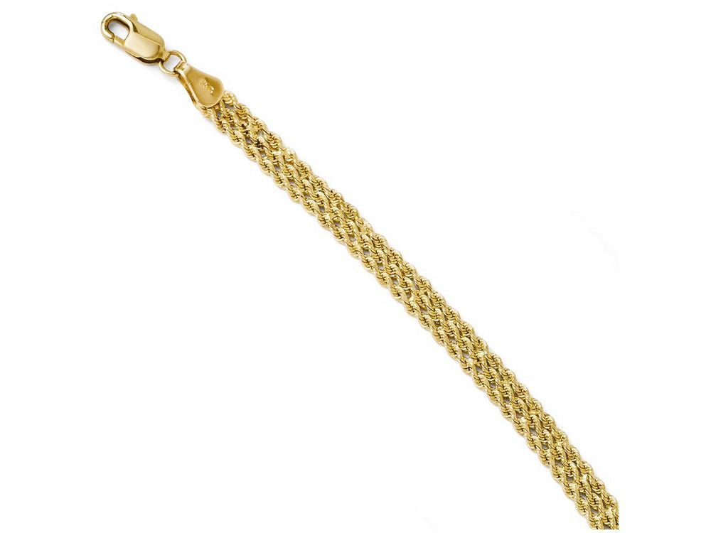 FJC Finejewelers 14k Yellow Gold 4.5mm Wide Bright Cut Triple Rope 8 Inch Bracelet