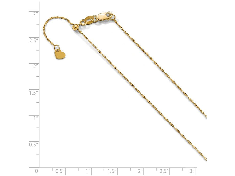 FJC Finejewelers 10k Yellow Gold Adjustable Singapore Chain Necklace