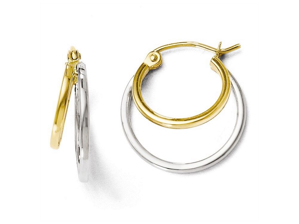 FJC Finejewelers 14 kt Two Tone Gold Polished Hinged Hoop Earrings