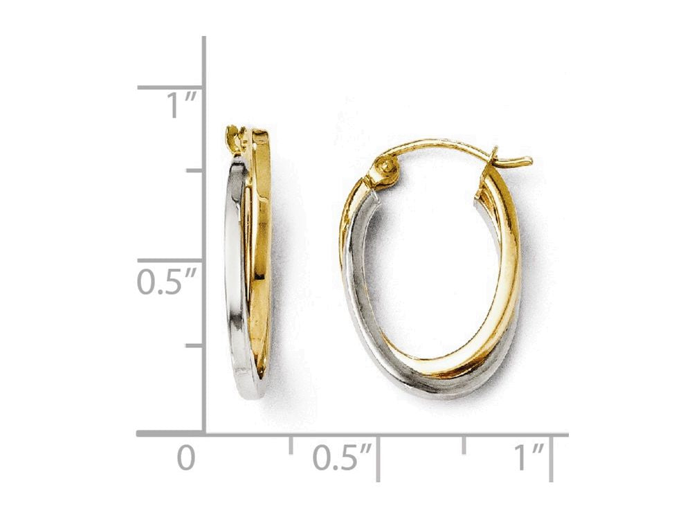 FJC Finejewelers 14 kt Two Tone Gold Polished Oval Hoop Earrings