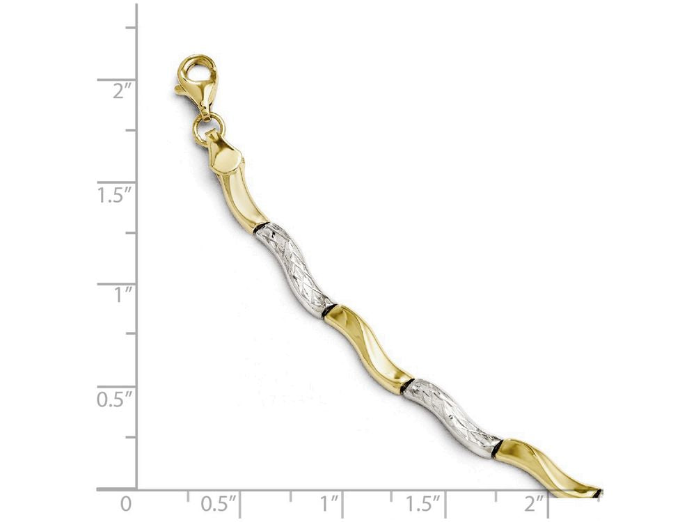FJC Finejewelers 10k Gold W/ Rhodium Bright Cut Bracelet