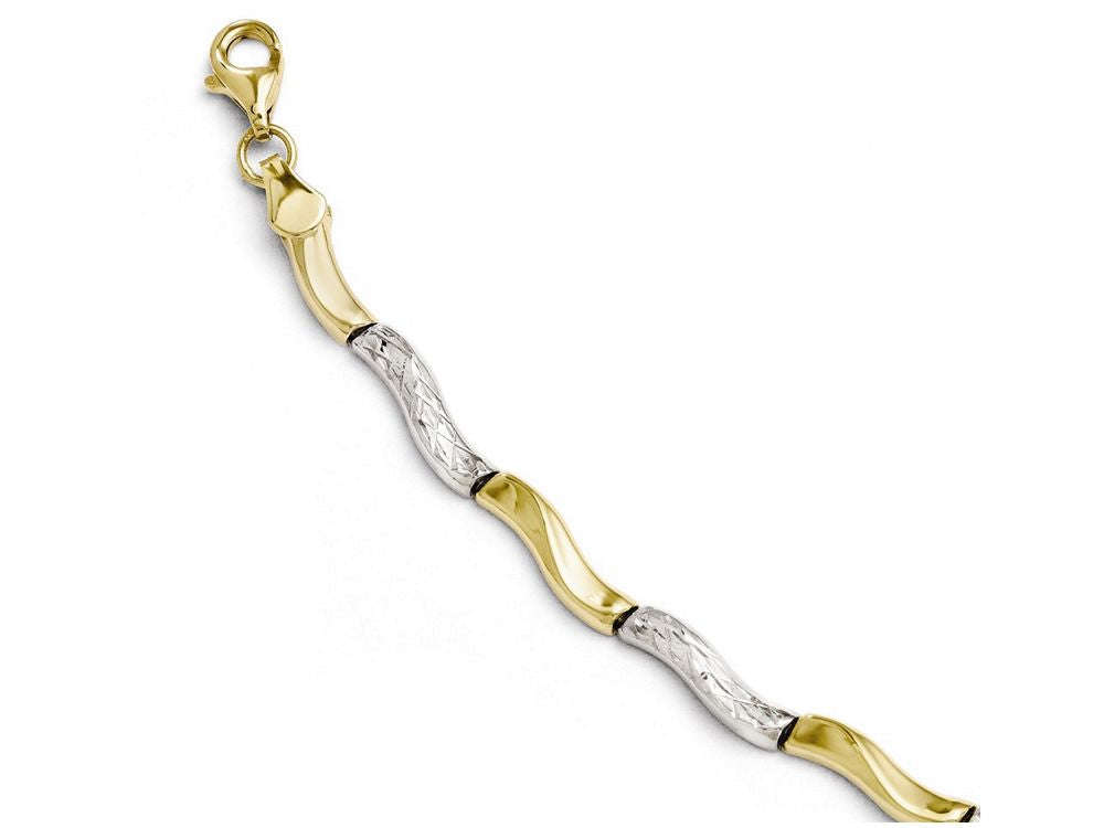 FJC Finejewelers 10k Gold W/ Rhodium Bright Cut Bracelet