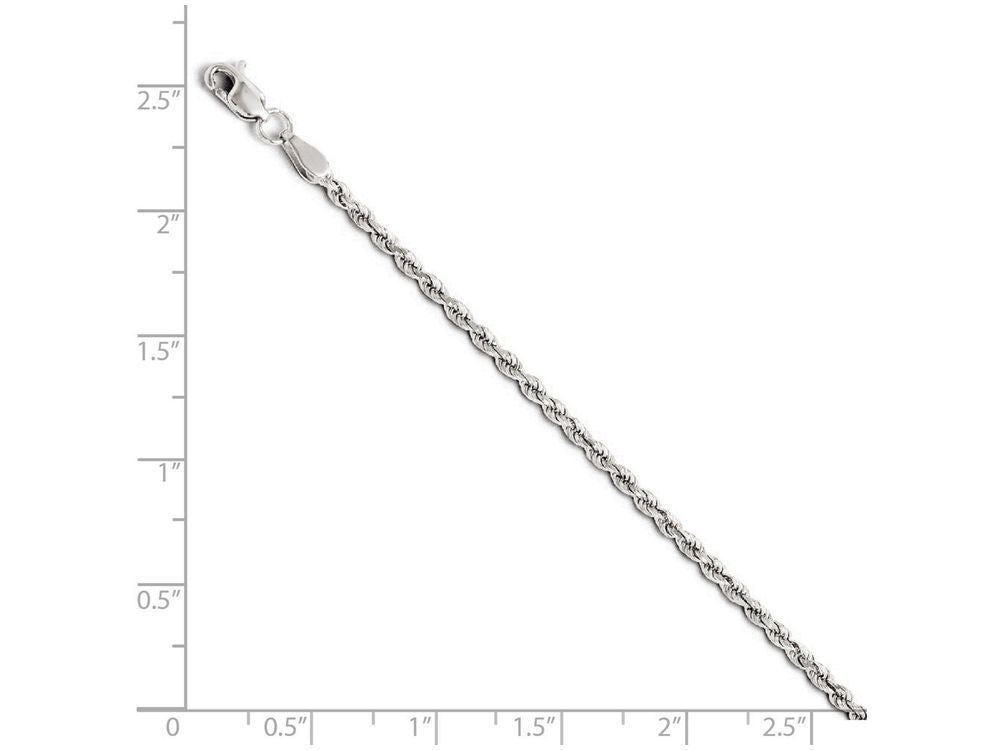 FJC Finejewelers 14k White Gold 2mm Bright Cut Rope Chain Bracelet