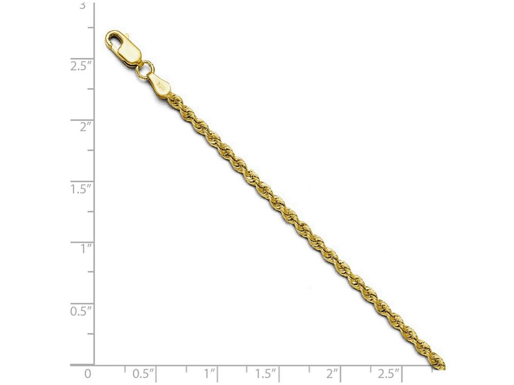 FJC Finejewelers 14k Yellow Gold 2.5mm Solid Rope Chain Bracelet
