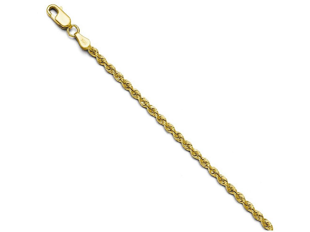 FJC Finejewelers 14k Yellow Gold 2.5mm Solid Rope Chain Bracelet