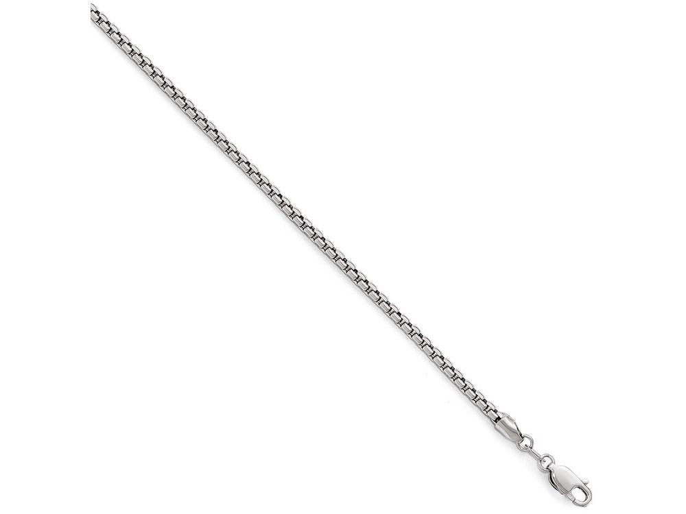 FJC Finejewelers 14k White Gold Bright Cut Round Box Chain Necklace
