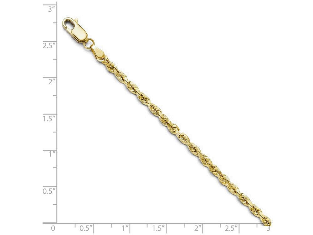 FJC Finejewelers 10k 3.00mm Bright Cut Rope Chain Bracelet