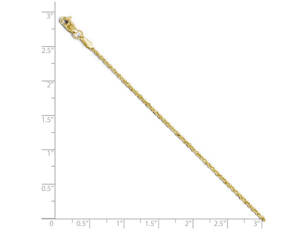 FJC Finejewelers 10k 1.8mm Bright Cut Lightweight Rope Chain Bracelet
